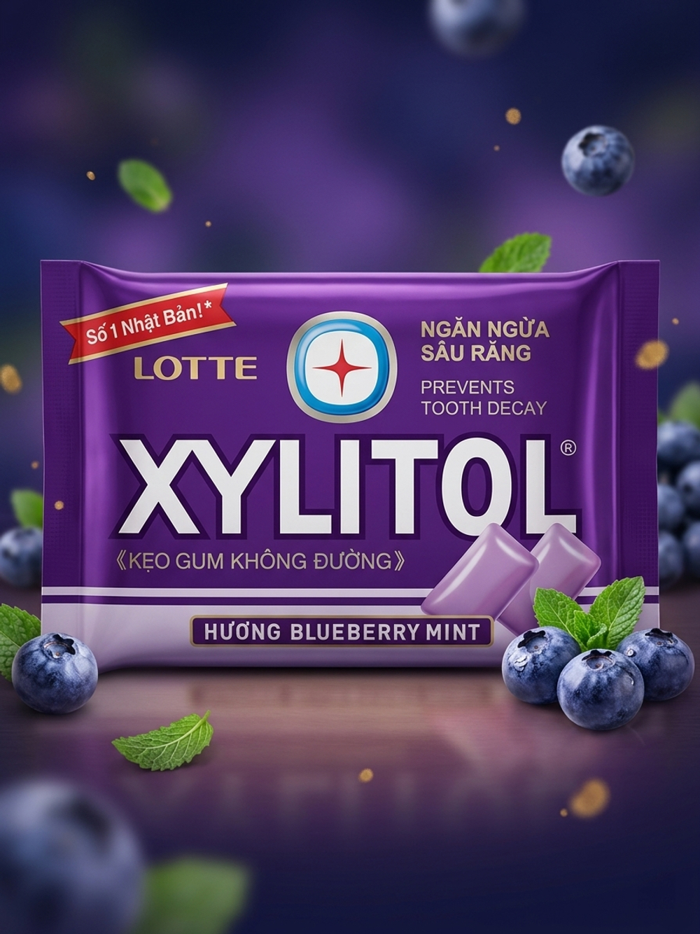 Жевательная резинка без сахара XYLITOL 11,6гр вкус Черника