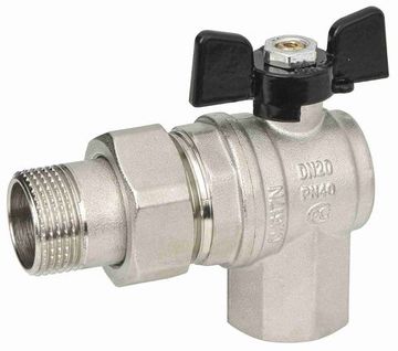 Кран шаровый Bugatti 1/2" угловой с американкой