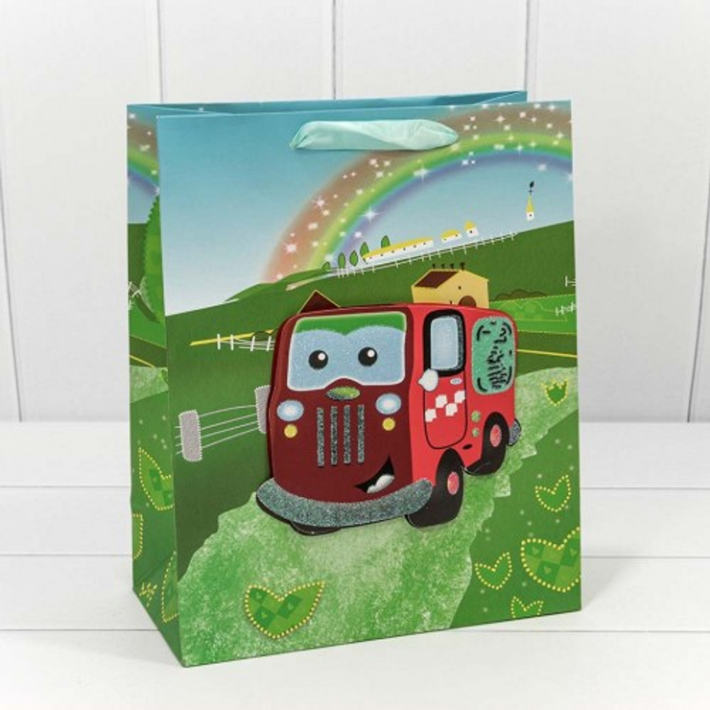 Пакет подарочный 26х32х13см "Машинка" с 3D аппликацией (Микс)