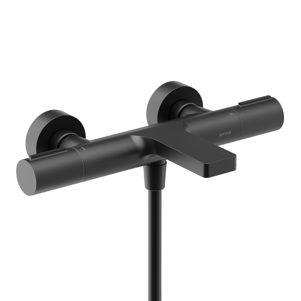 Термостатический смеситель для ванны Sancos Etna, черный матовый, арт. SC9006MB