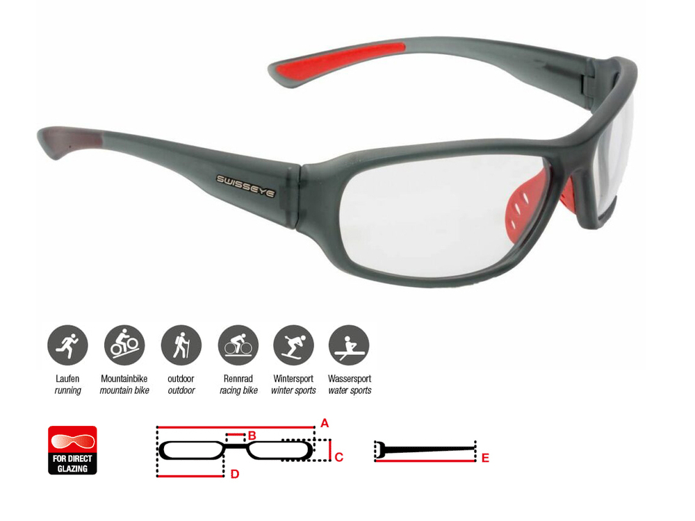Очки SWISSEYE Freeride crystal grey matt / red - photochromic clear-smoke