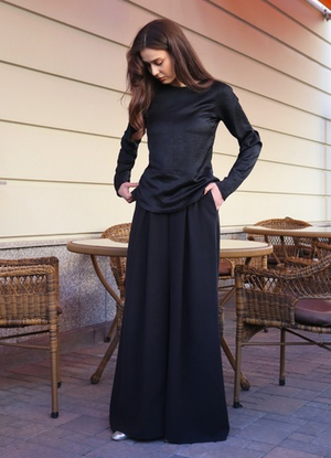 Брюки с глубокой складкой из купры