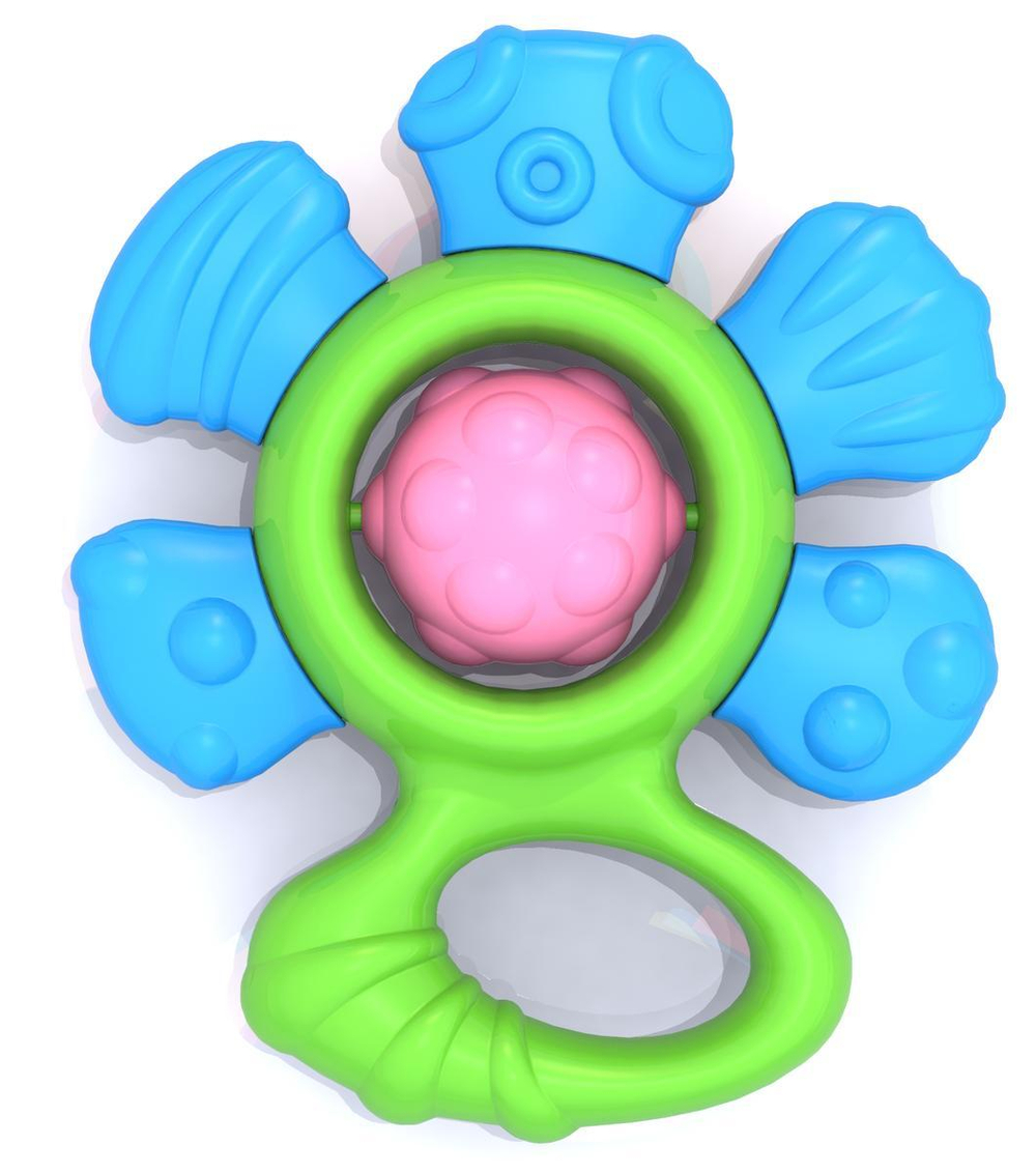 Погремушка «Цветочек», сине-зеленый, пакет (Нордпласт)