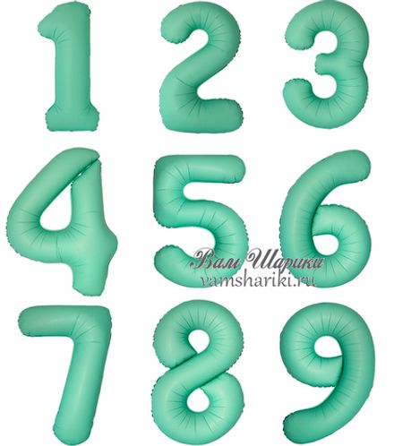 Цифры 102 см "Матовые мятные" слим (slim)