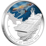 1 доллар Midway Корабль Самолет Война Серебро Эмаль Острова Кука. 2011 год