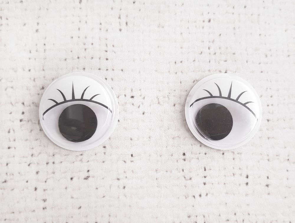 Глаза бегающие с ресницами, d 25 мм