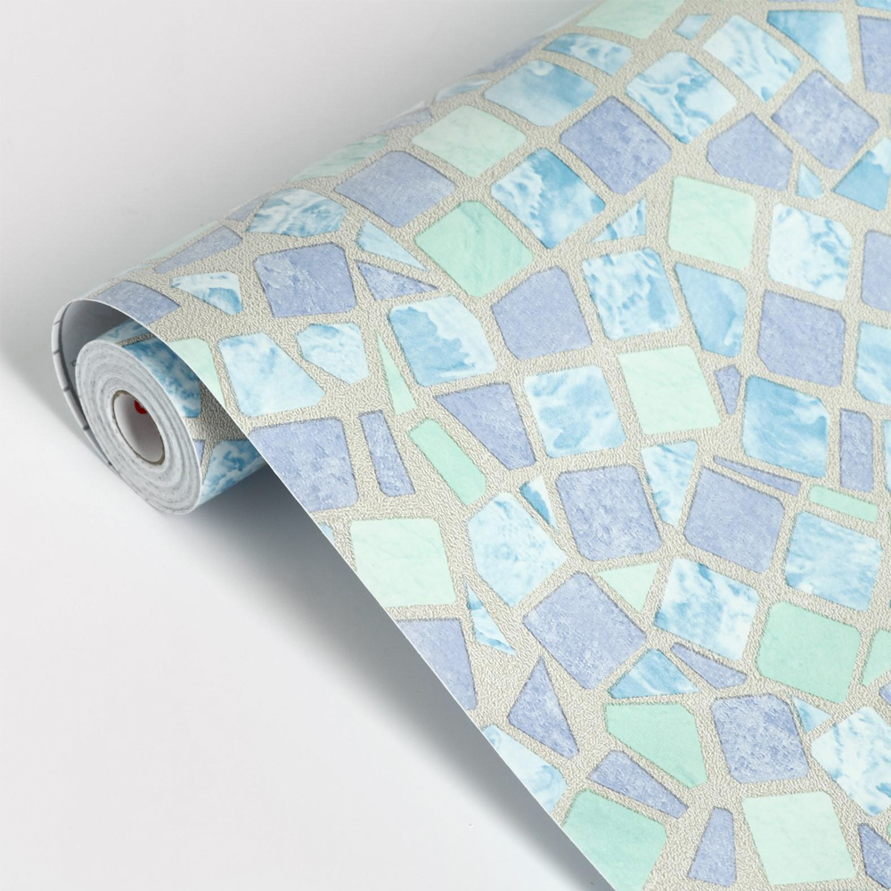 Пленка самоклеящаяся 90см*8м Мозаика голубая