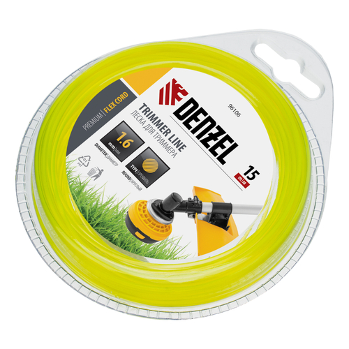 Леска для триммера, круглая 1.6 мм х 15 м, блистер Flex cord Denzel