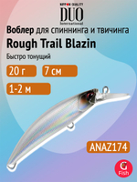 Воблер для рыбалки DUO Rough Trail Blazin 70, ANAZ173 Sagoshi Blue Pink Zebra, 70 мм, 20 г, быстро тонущий, минноу