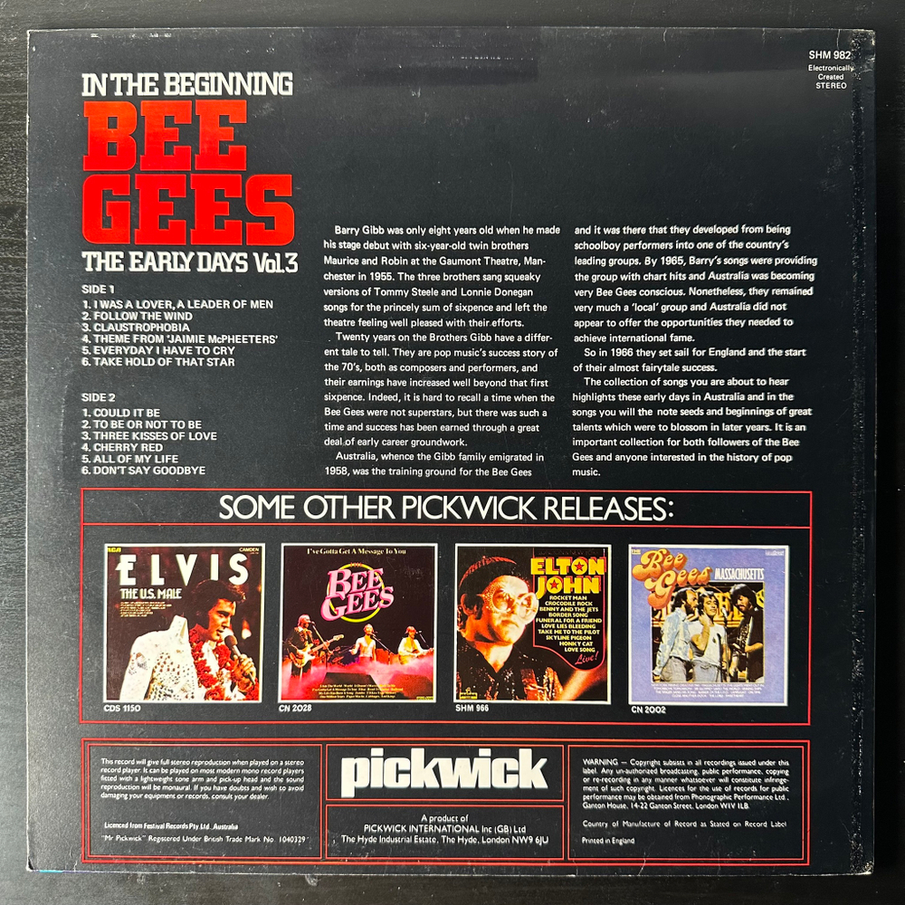 Bee Gees ‎– In The Beginning - The Early Days Vol. 3 (Англия 1978г.)