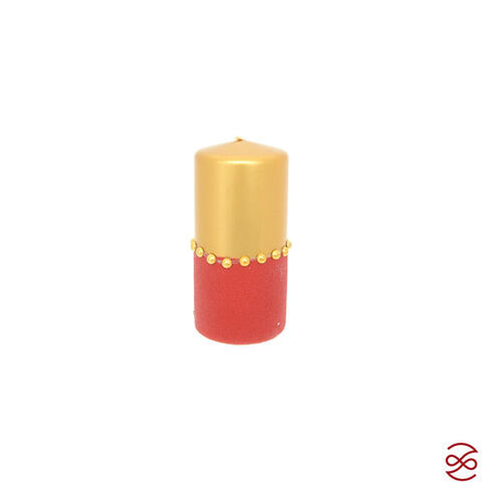 Свеча Adpal Goldie 15/7 см металлик золотой/велюр красный