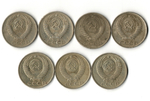 Набор из 7 монет 50 копеек 1966, 68, 69, 77, 85, 87, 91 Л