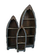 Набор из 3-х стеллажей "Лодки" 28x14xH68,5см / 34,5x21,5xH91см / 45x26,5xH121,5см Дерево,металл