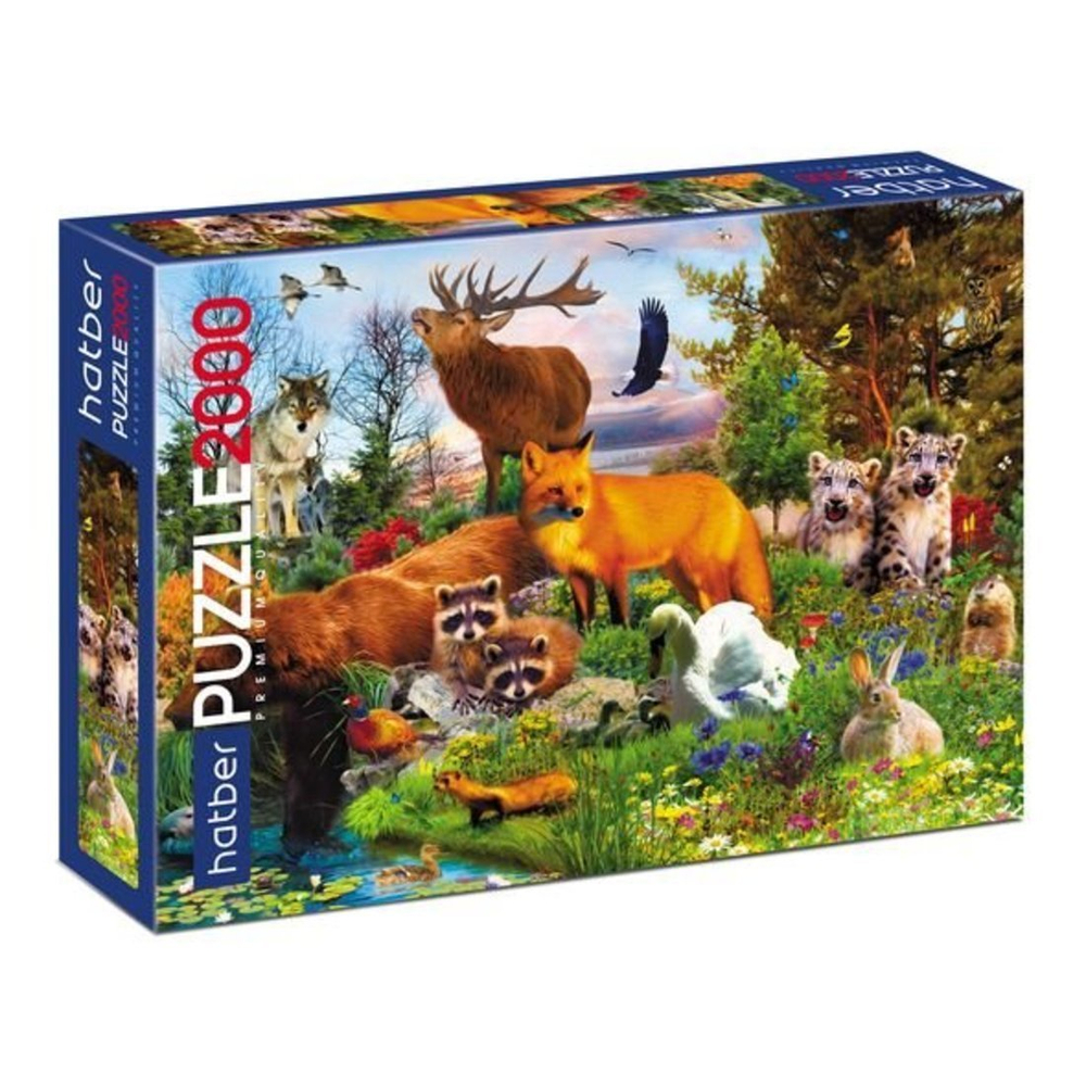 Пазл Hatber, "Лесные жители", 2000 деталей , картонная основа, от 12 лет