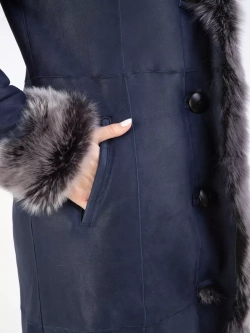 Дубленка зимняя натуральная с капюшоном длинная и теплая