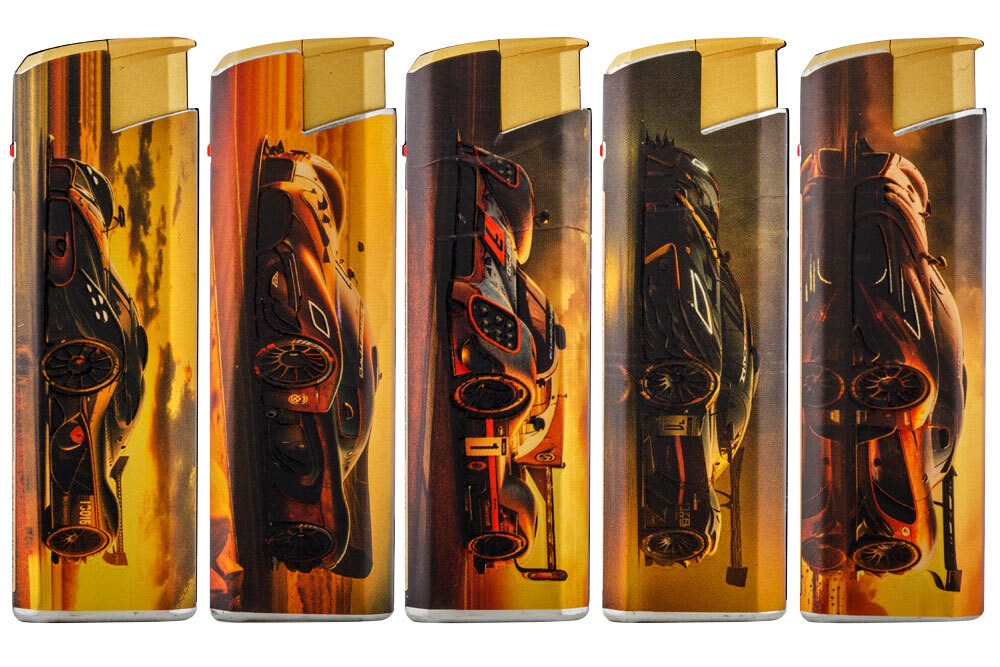 Зажигалки "Oney" JM-07(06) jet метал.Золот кэп.с пленкой спорт.машин 50*20/1000