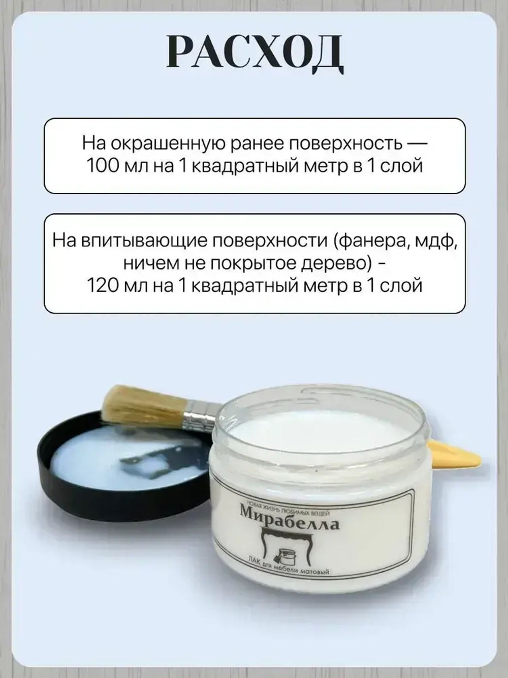 Лак матовый для мебели и дерева Мирабелла, декорирования и творчества, без запаха 250 мл