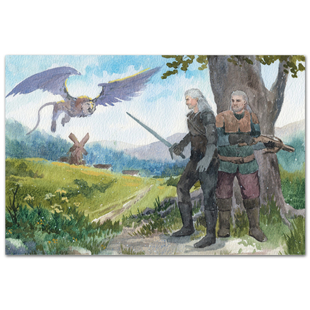 Геральт и Весемир охотятся на грифона (по "Ведьмаку")