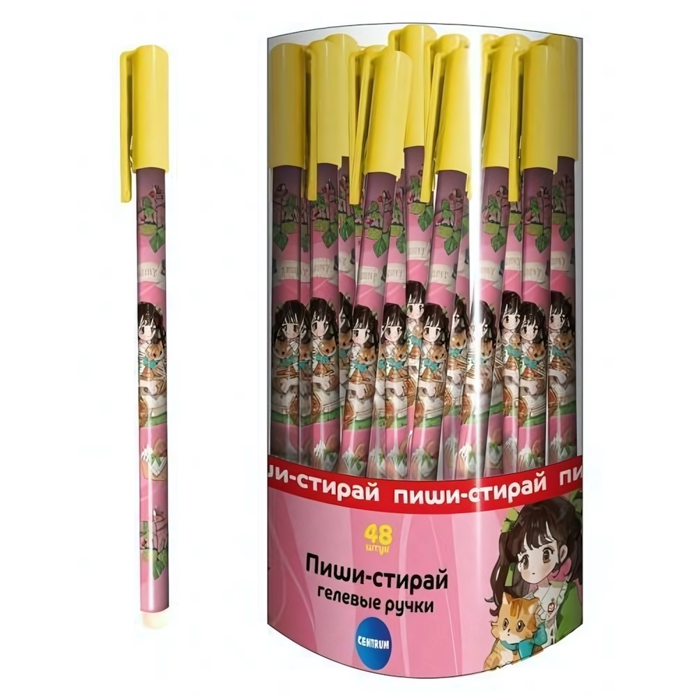 Ручка гель пиши-стирай 0.5мм. "Аниме Девочка с бантами" синяя (Центрум)