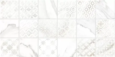 Настенная плитка Alma Ceramica TWU2550FRC17 Fresco 24.9x50 белая глянцевая / рельефная под мрамор / под мозаику / с орнаментом