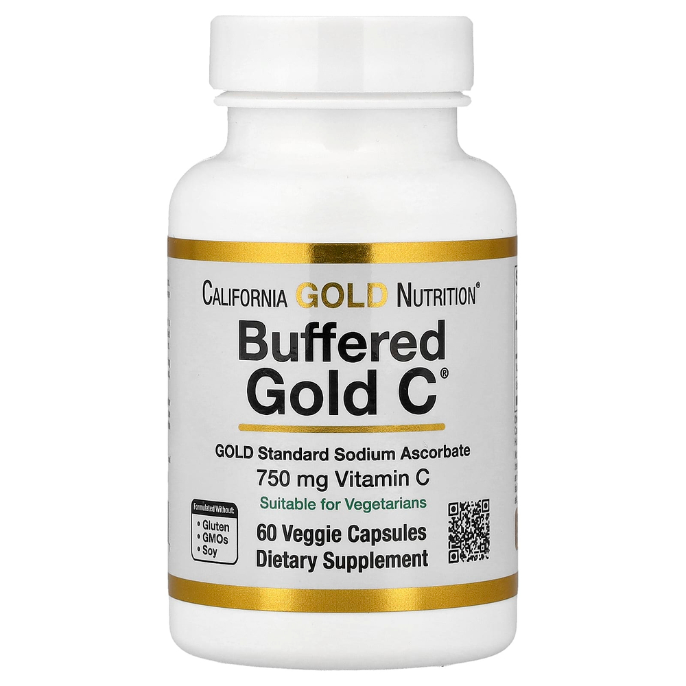 California Gold Nutrition, Buffered Gold C®, аскорбат натрия (витамин C) GOLD Standard, 60 растительных капсул