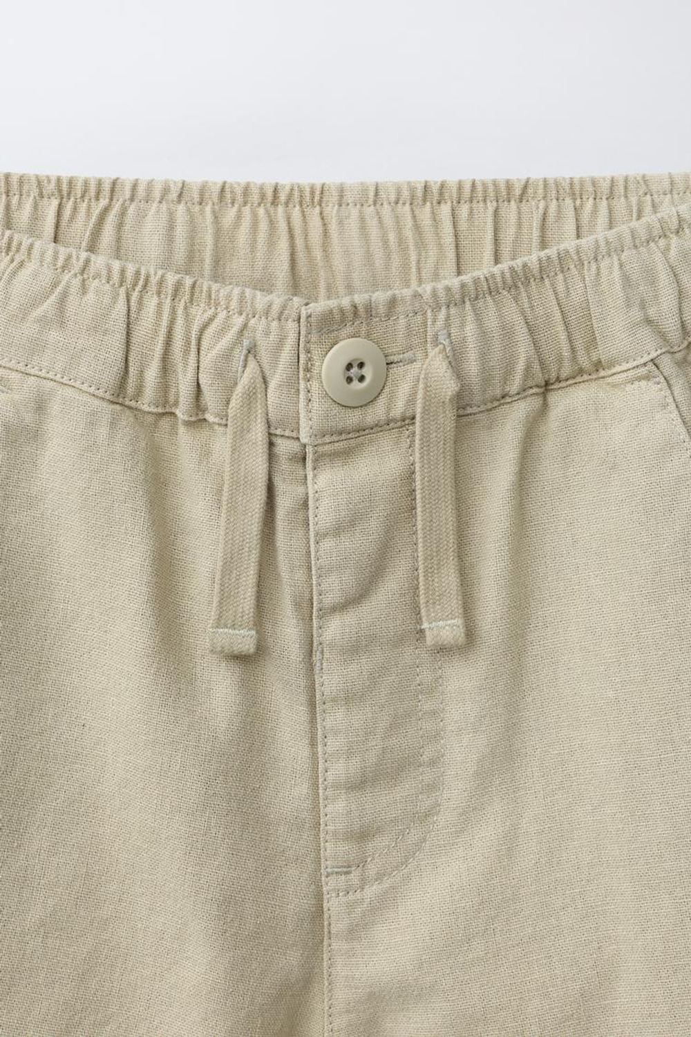 ZARA БЕРМУДЫ ИЗ СМЕСОВОГО ЛЬНА И ХЛОПКА, ЗЕЛЕНЫЙ