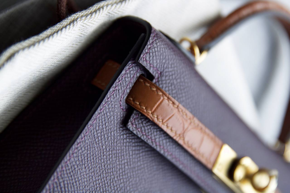 Сумка Hermes вставки из кожи крокодила