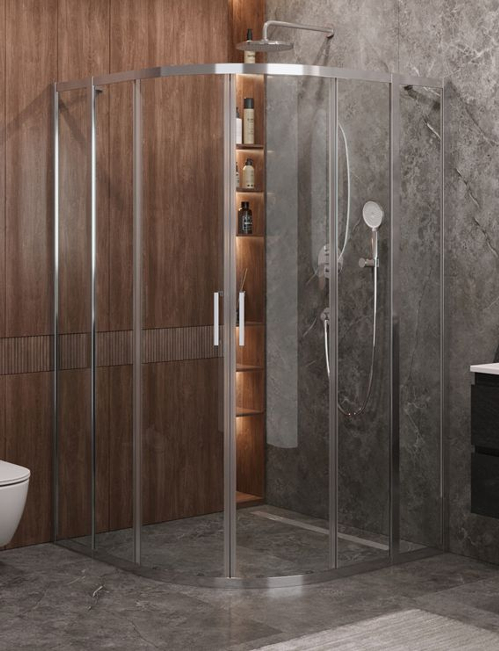 Душевой уголок Cezares MOLVENO-R-22-100+20-C-Cr-IV, 120х120х195, профиль хром, стекло прозрачное