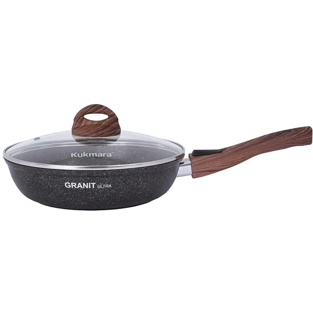 Сковорода 26*6,5см со съемной ручкой и стекл. крышкой «Granit ultra» (original) сго263а