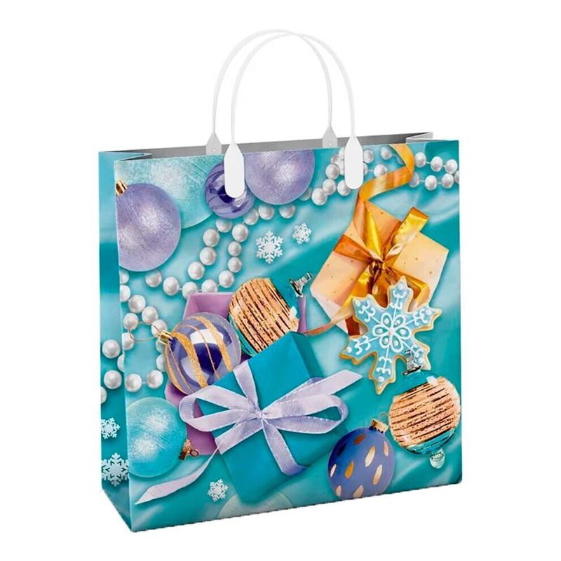 Сумка новогодняя Россия 30*30 см 150 мкм пласт. ручка Волшебный день 1 шт 40 шт/кор