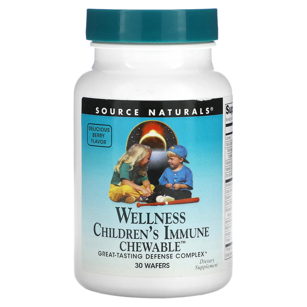 Source Naturals, Wellness Children's Immune Chewable™, со вкусом ягод, 30 жевательных таблеток