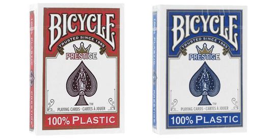 Карты "Bicycle Prestige Rider 100% Plastic Jumbo red/blue"