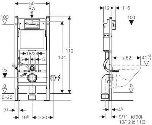 Инсталляция для подвесного унитаза Geberit UP100 111.153.00.1