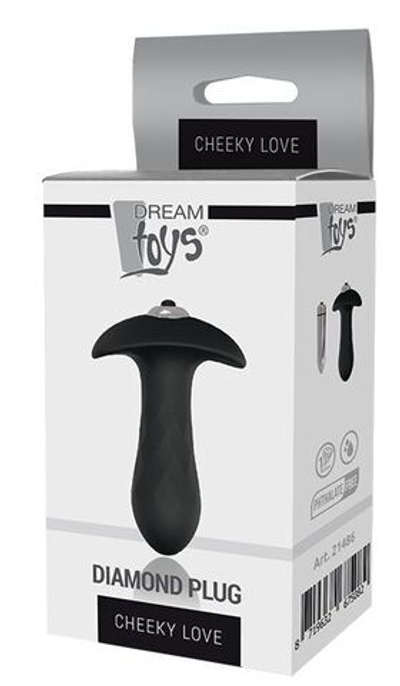 Черная анальная вибровтулка SINGLE SPEED DIAMOND PLUG - 9 см. (Цвет: черный)