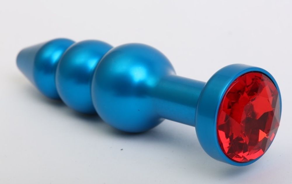 Пробка металл фигурная елочка синяя с красным стразом 11,2х2,9см 47430-2MM