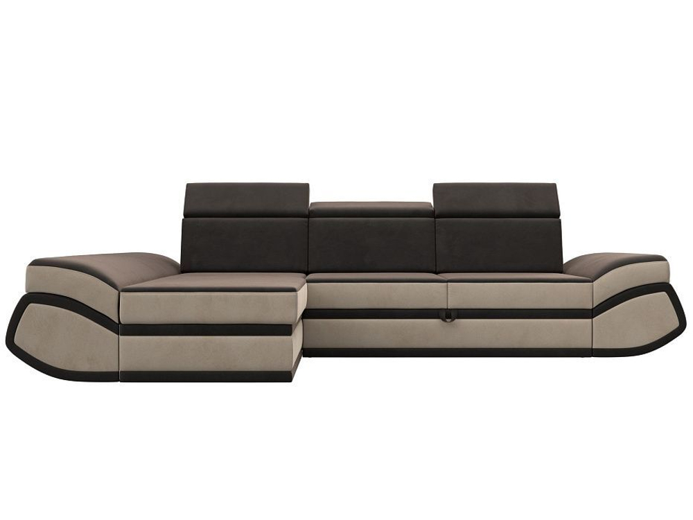 Диван угловой Лига-032 левый угол, Коричневый\Бежевый, Велюр, 121646L