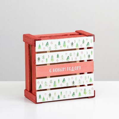 Подарочная коробка - ящик новогодний «С новым годом», деревянный 20 × 20 × 10 см