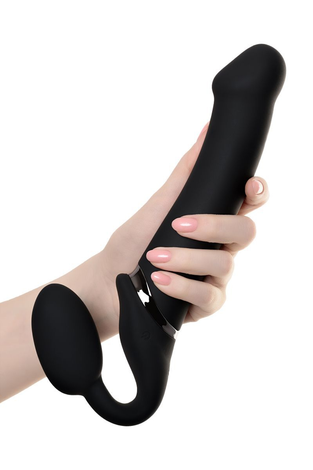 Черный безремневой вибрострапон Vibrating Bendable Strap-On L