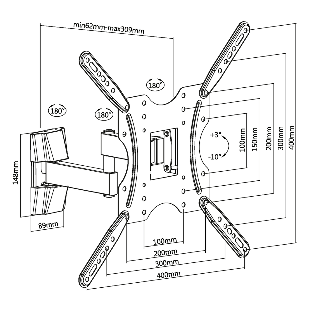 Кронштейн для телевизора наклонно-поворотный Ultramounts СПРУТОС 903