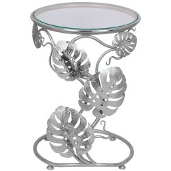 Столик приставной Monstera Deliciosa (Монстера) Античное серебро