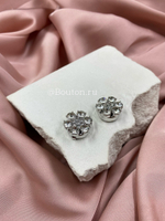 Накладка на пуговицу серебряные со стразами