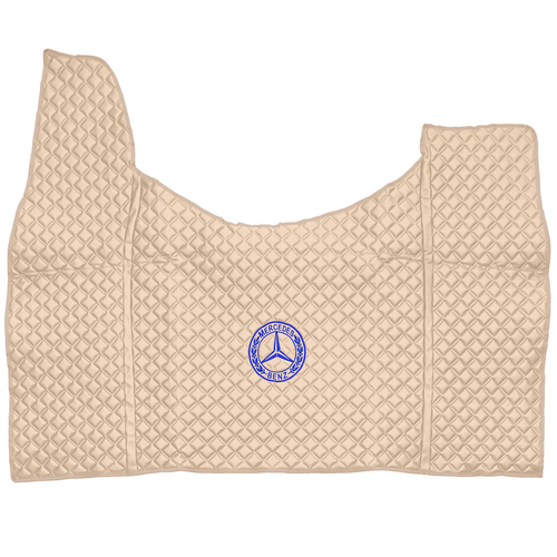 Ковры MERCEDES Actros MP3 (автомат) с шахтой (экокожа, бежевый, бежевый кант, синяя вышивка)