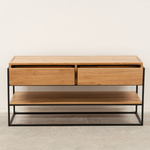 Туалетный столик консоль G+K с ящиками и полкой из массива дикого дуба в стиле лофт