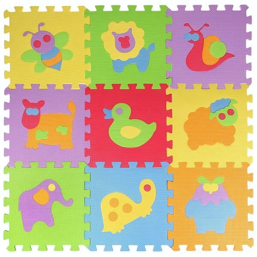 Коврик-пазл 9эл. "Животные" каждый 30*30см. D18592A-CRT (Играем вместе)