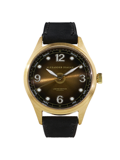 Часы кварцевые Solar System, латунь, коричневые