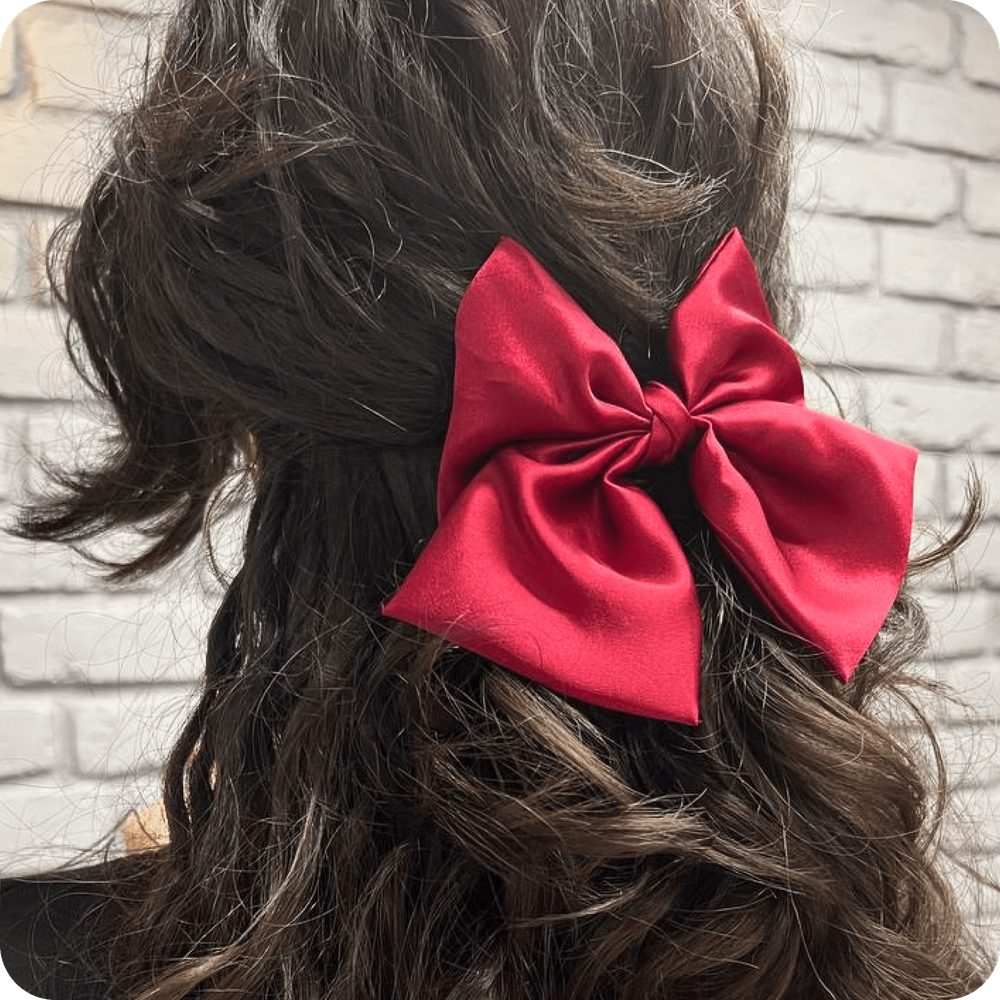 Заколка-бант, бордовый, фото 1