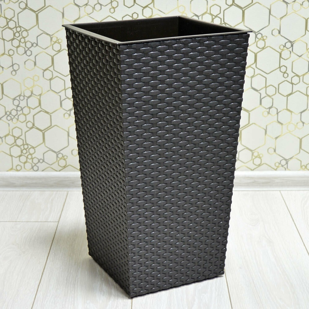 Кашпо напольное "Ротанг" 28,5*27*51,5см со вставкой (мокко)