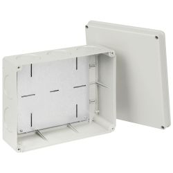 Распаячная коробка ЭРА KORvmp-240-195-90 ОП серая 240х195х90мм на винтах c монтажной панелью d25-3шт d32-2шт IP55