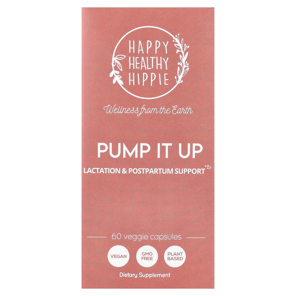 Happy Healthy Hippie, Pump It Up, поддержка лактации и послеродового периода, 60 растительных капсул