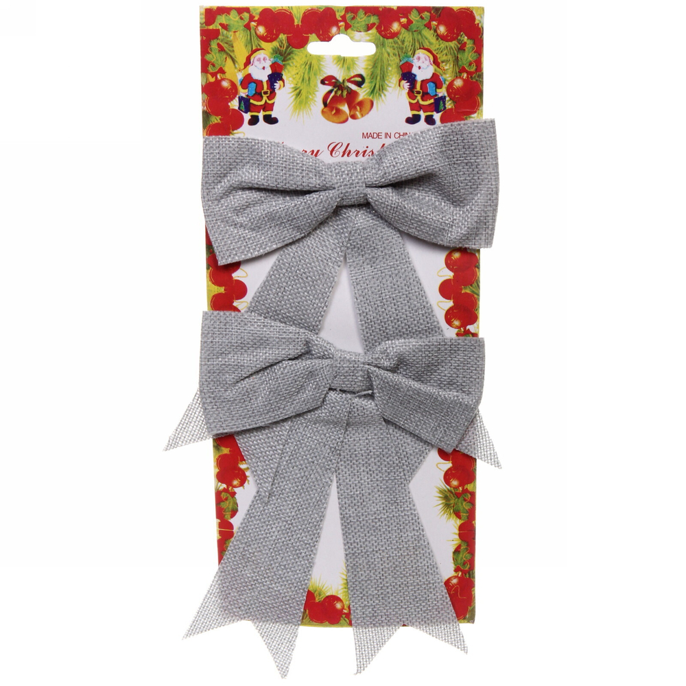 Бант на ёлку «Holiday» (набор 2 шт) 14*14 см,серебро